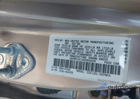 1998 Toyota Corolla Le z USA, uszkodzony, nr VIN 1NXBR18E1WZ060208